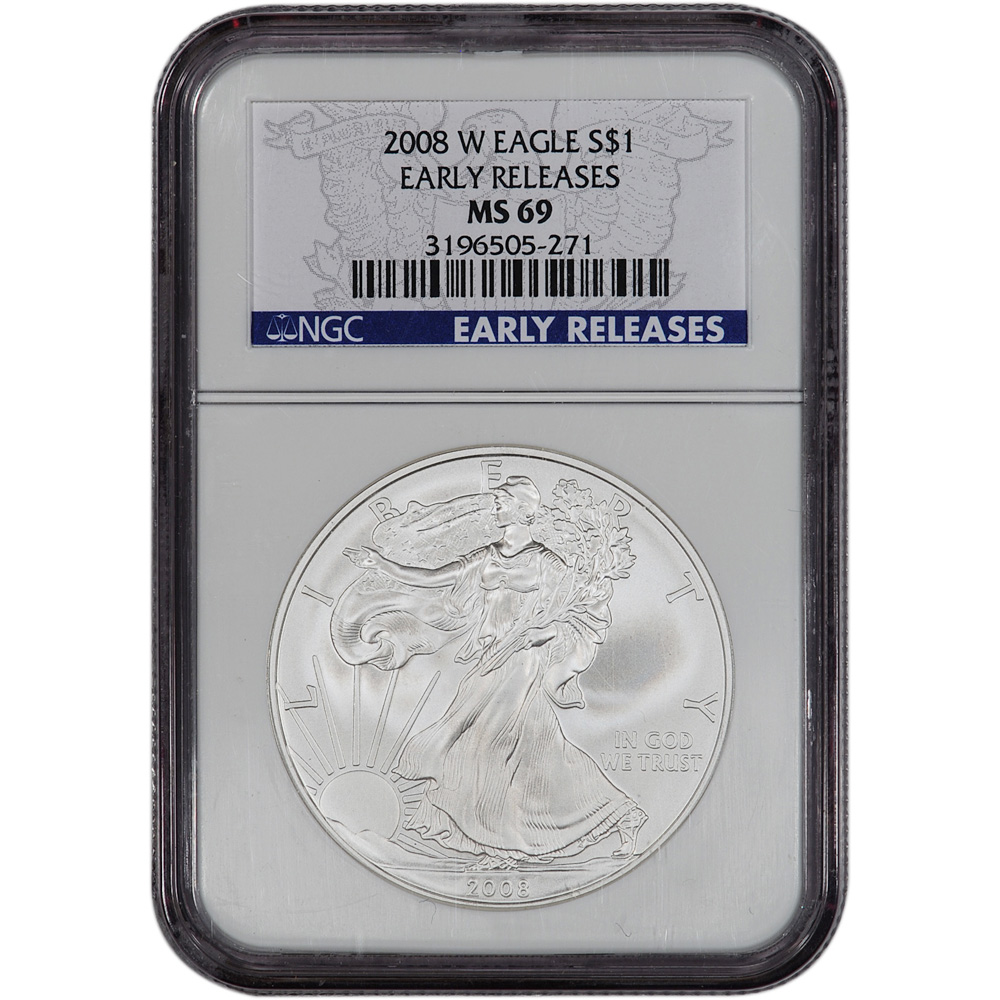 NGC MS69 Early Releases Uncirculated Burnished 2008-W American Silver Eagle