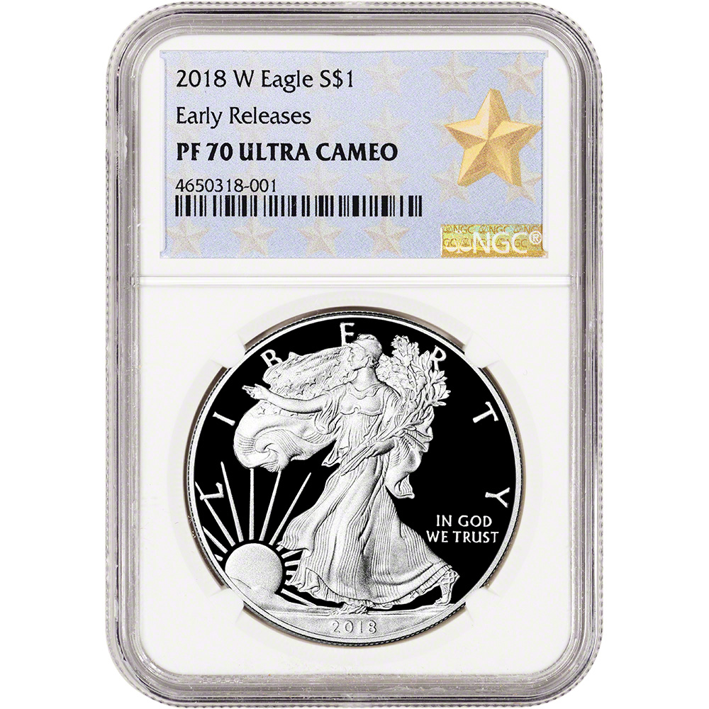 2018 S NGC PF70 EARLY RELEASES PROOF SILVER EAGLE TROLLEY LABEL SHIPS 2DAY