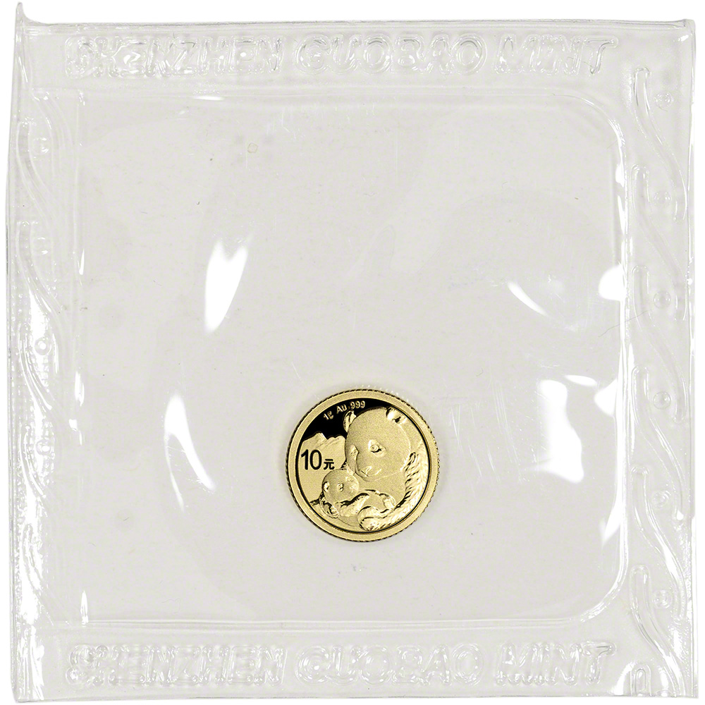 2019 Chinese Panda 1 Gram .999 Gold 10 Yuan FV Mint Sealed Limited BU Coin