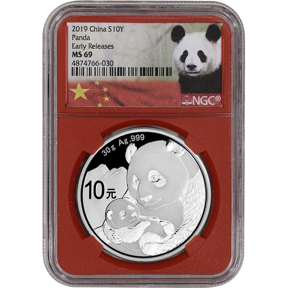 10 Yuan NGC MS69 2018 China Silver Panda 30 g