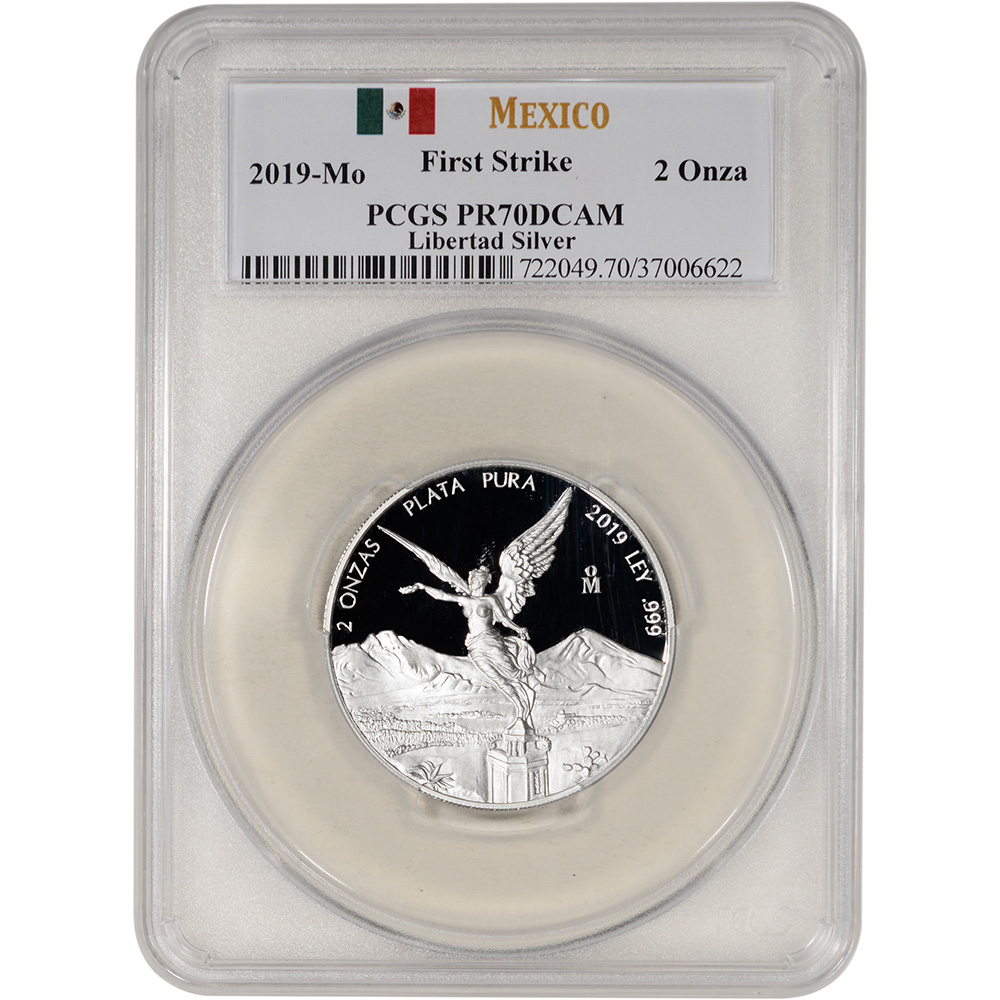 PCGS PR70 First Strike 2019 Mo Mexico Silver Libertad Proof 5 oz 5 Onzas