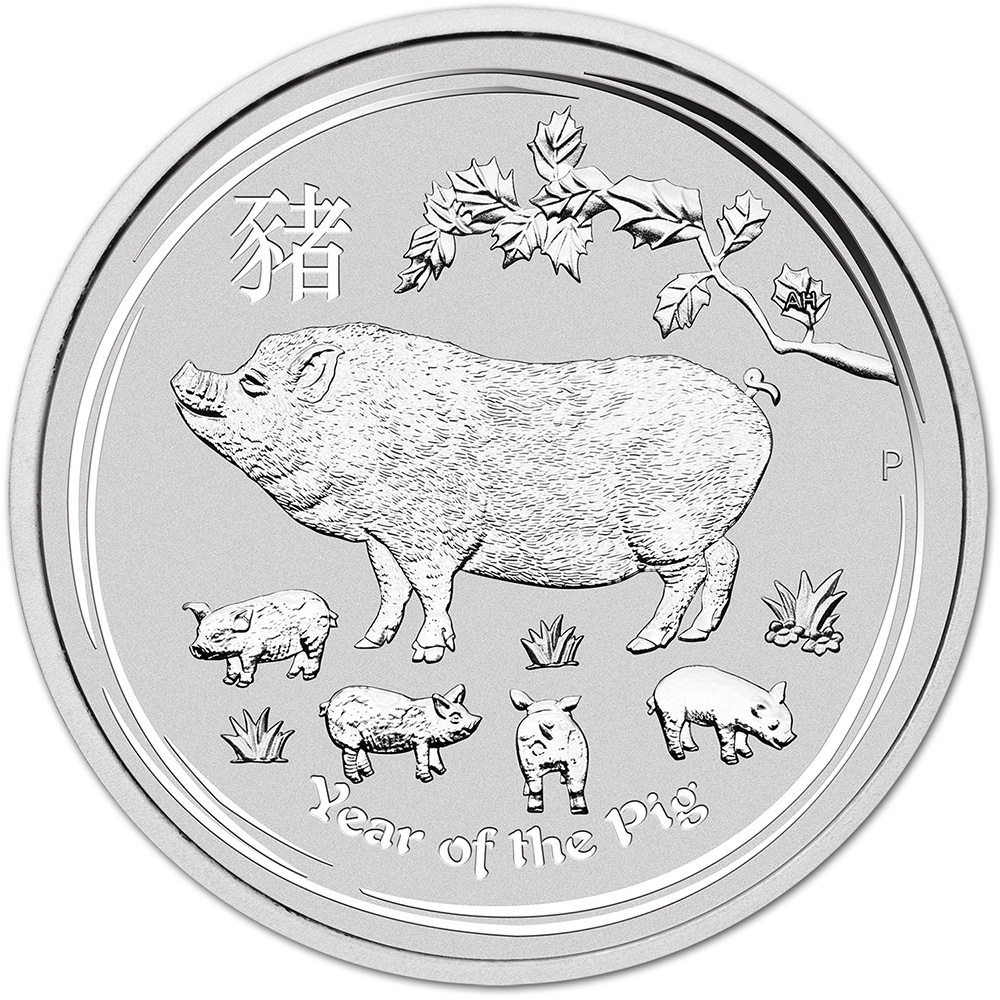 2019 P Australia Silver Lunar Year of the Pig 2 oz $2 – BU