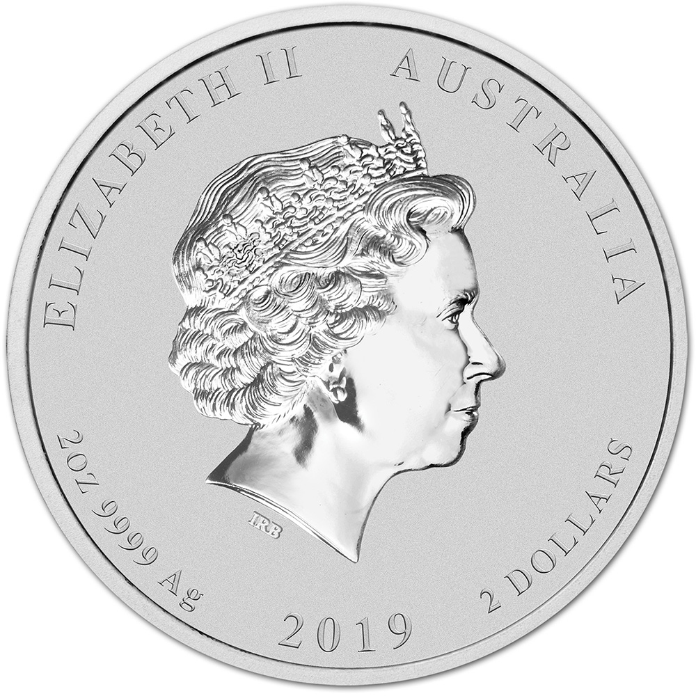 2019 P Australia Silver Lunar Year of the Pig 2 oz $2 – BU