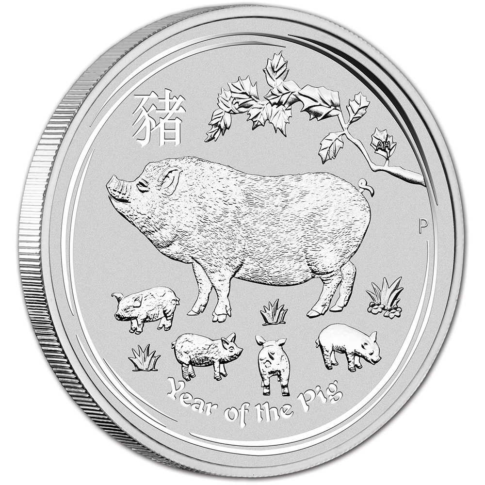 2019 P Australia Silver Lunar Year of the Pig 2 oz $2 – BU