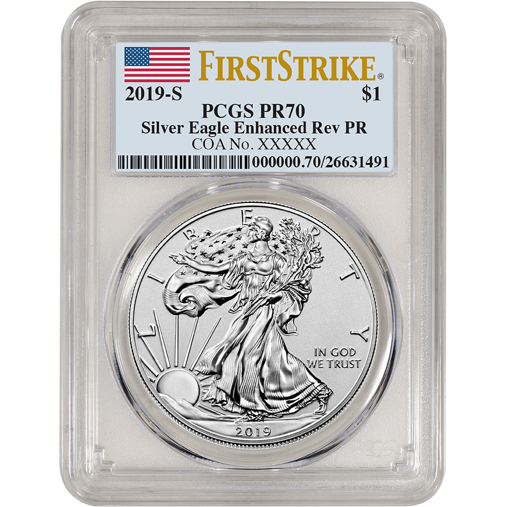 2019-S American Silver Eagle Enhanced Reverse Proof PCGS PR70 First ...