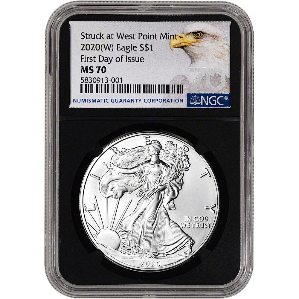 2020(W) American Silver Eagle NGC MS70 First Day of Issue Grade