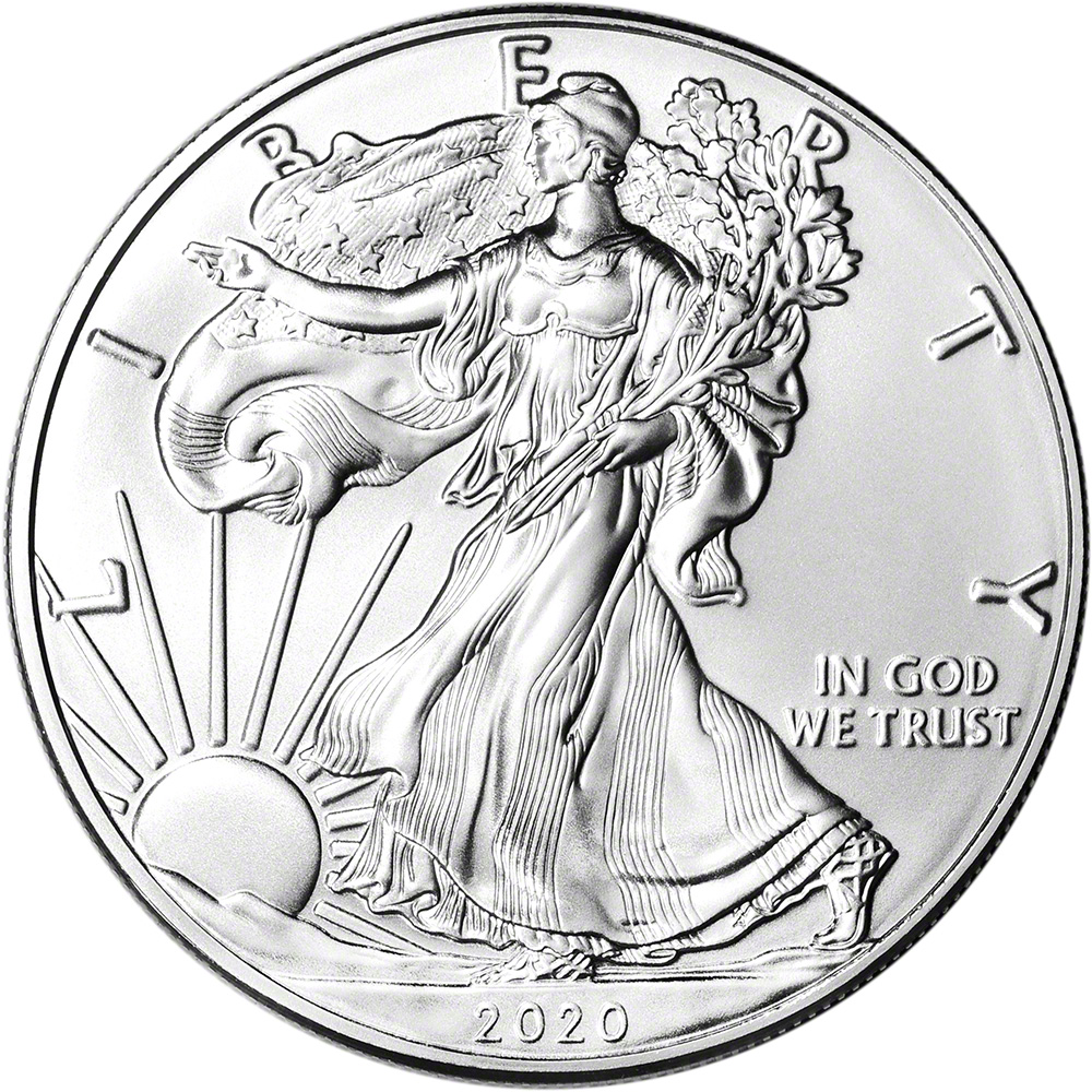2020 American Silver Eagle 1 oz $1 - 1 Roll - Twenty 20 BU Coins in