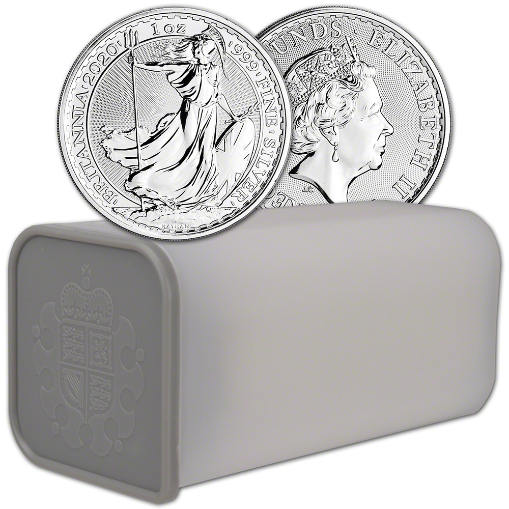 2020 Great Britain Silver Britannia £2 - 1 oz - BU - 1 Roll - 25 Coin