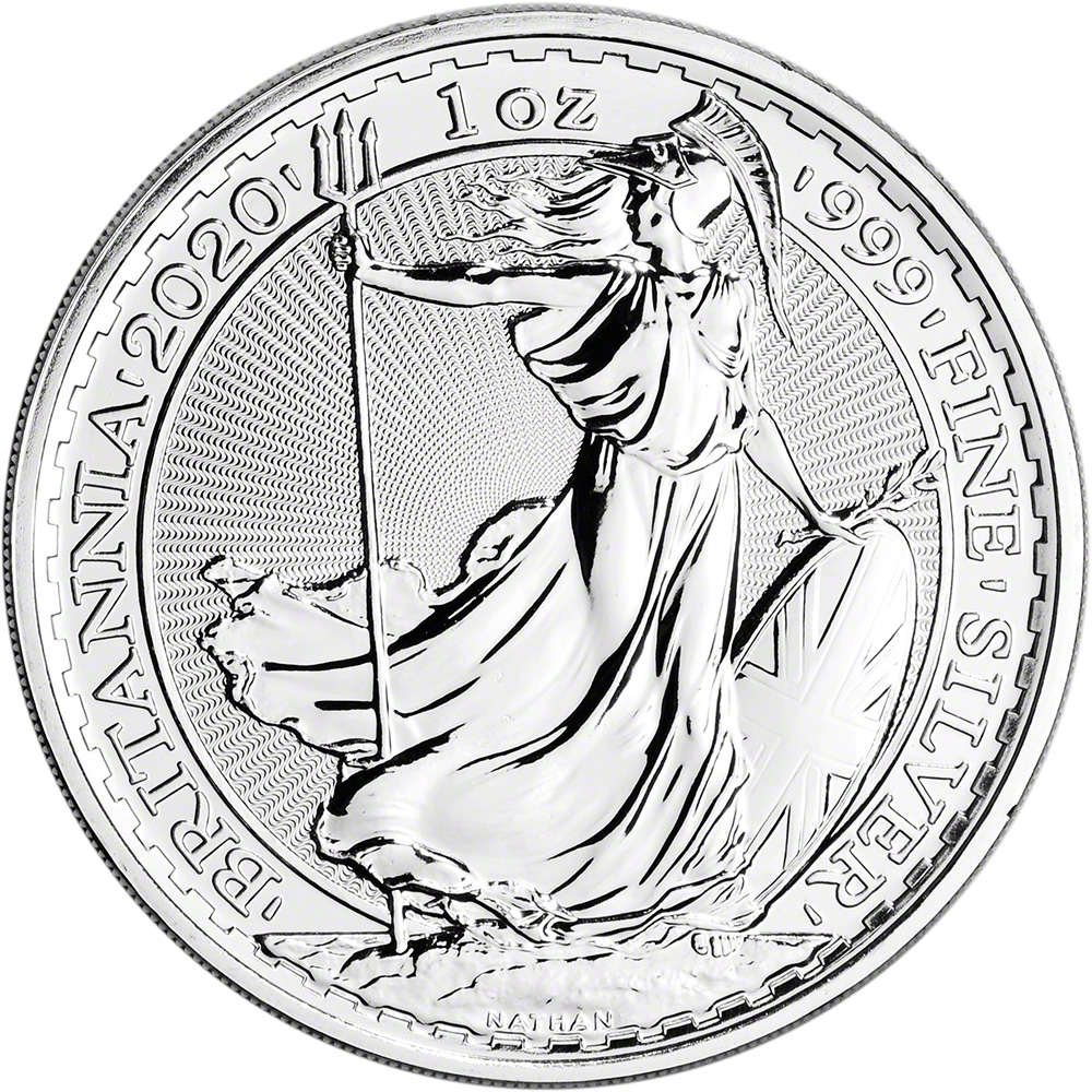 2020 Great Britain Silver Britannia £2 - 1 oz - BU - 1 Roll - 25 Coin