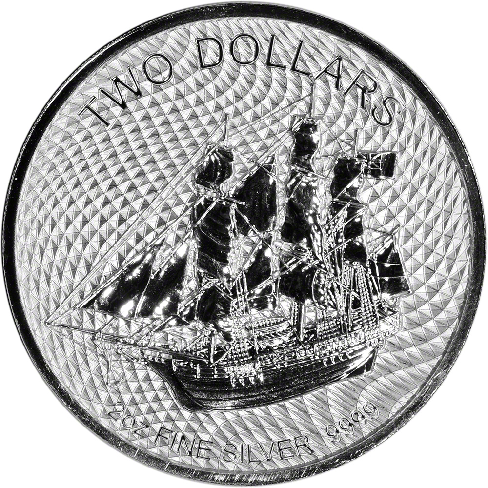 2020 Cook Islands Silver Bounty Sailing Ship 2 oz $2 BU - 10 Coin Mint