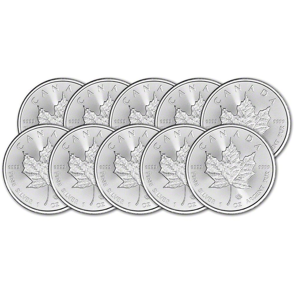 2020 Canada Silver Maple Leaf – 1 oz – $5 – BU – Ten 10 Coins