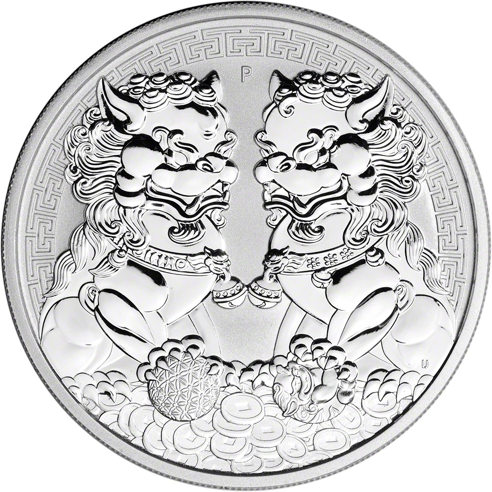 2020 P Australia Silver Double Pixiu Guardian Lions 1 oz $1 BU