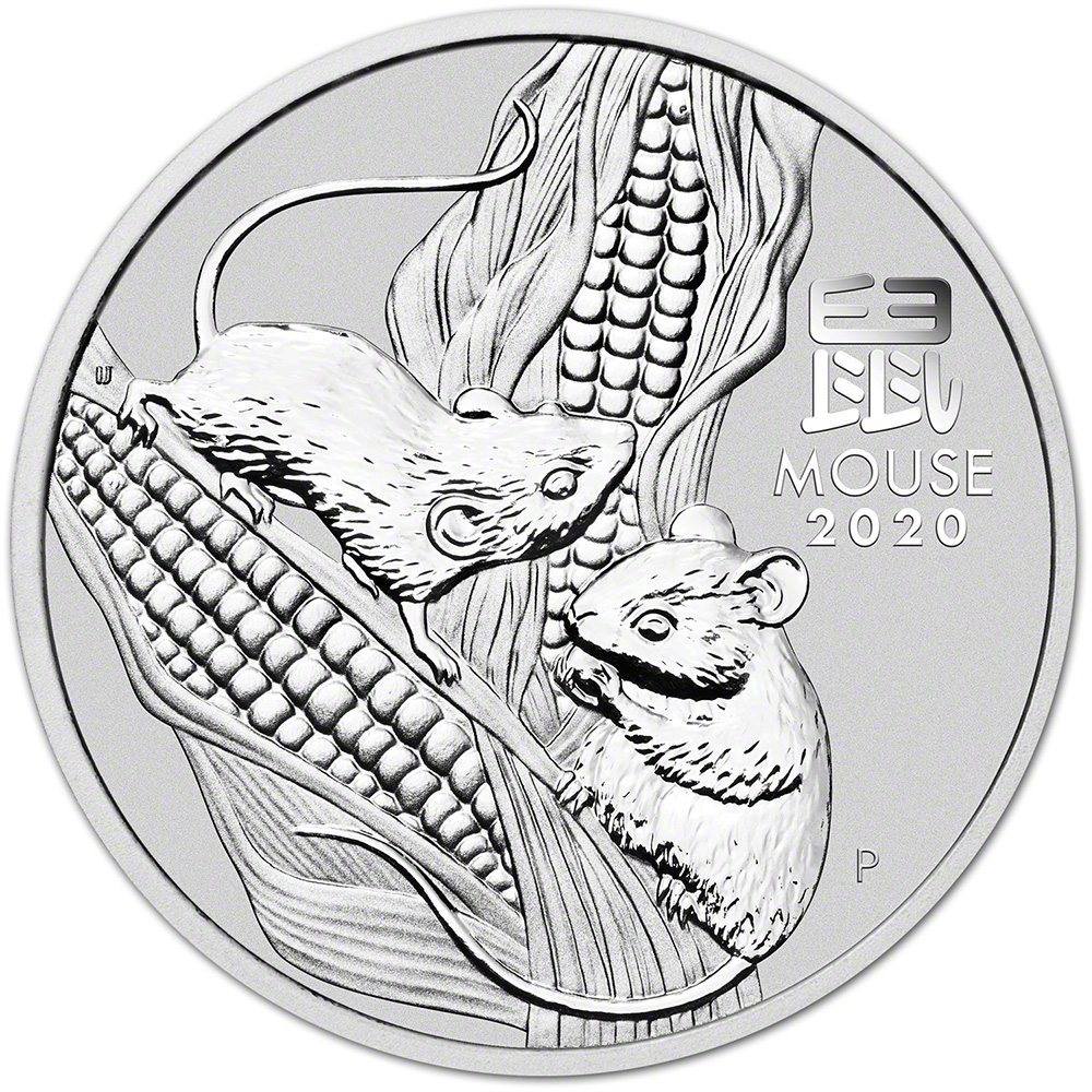 2020 P Australia Silver Lunar Year of the Mouse 1 oz $1 – BU