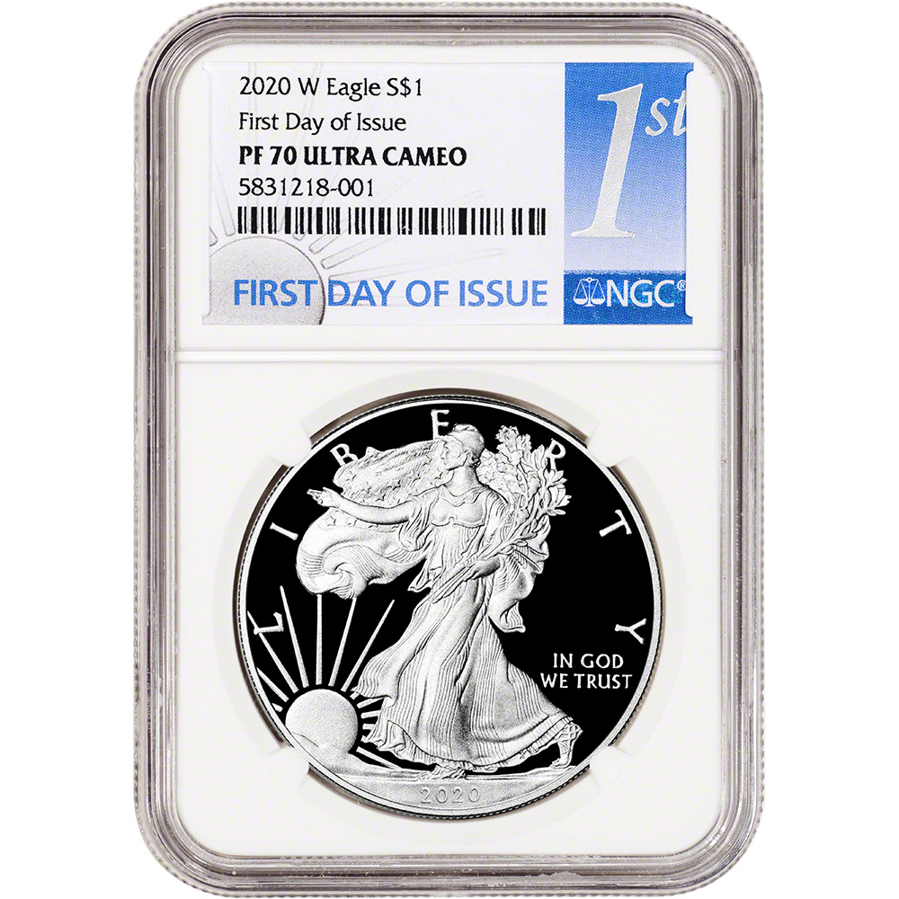 First Day of Issue 2018- American Silver Eagle NGC MS69 W 1st Label