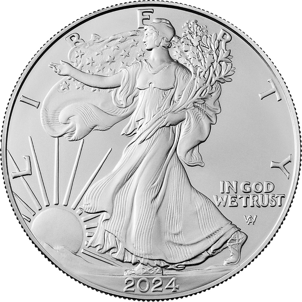 2024 American Silver Eagle 1 oz $1 - BU - Five 5 Coins