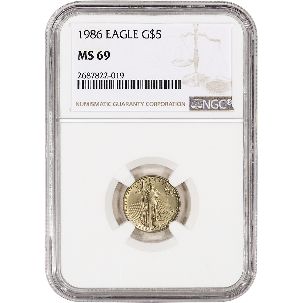 1986 American Gold Eagle Coin (1/10 oz) $5 - NGC MS69 | eBay