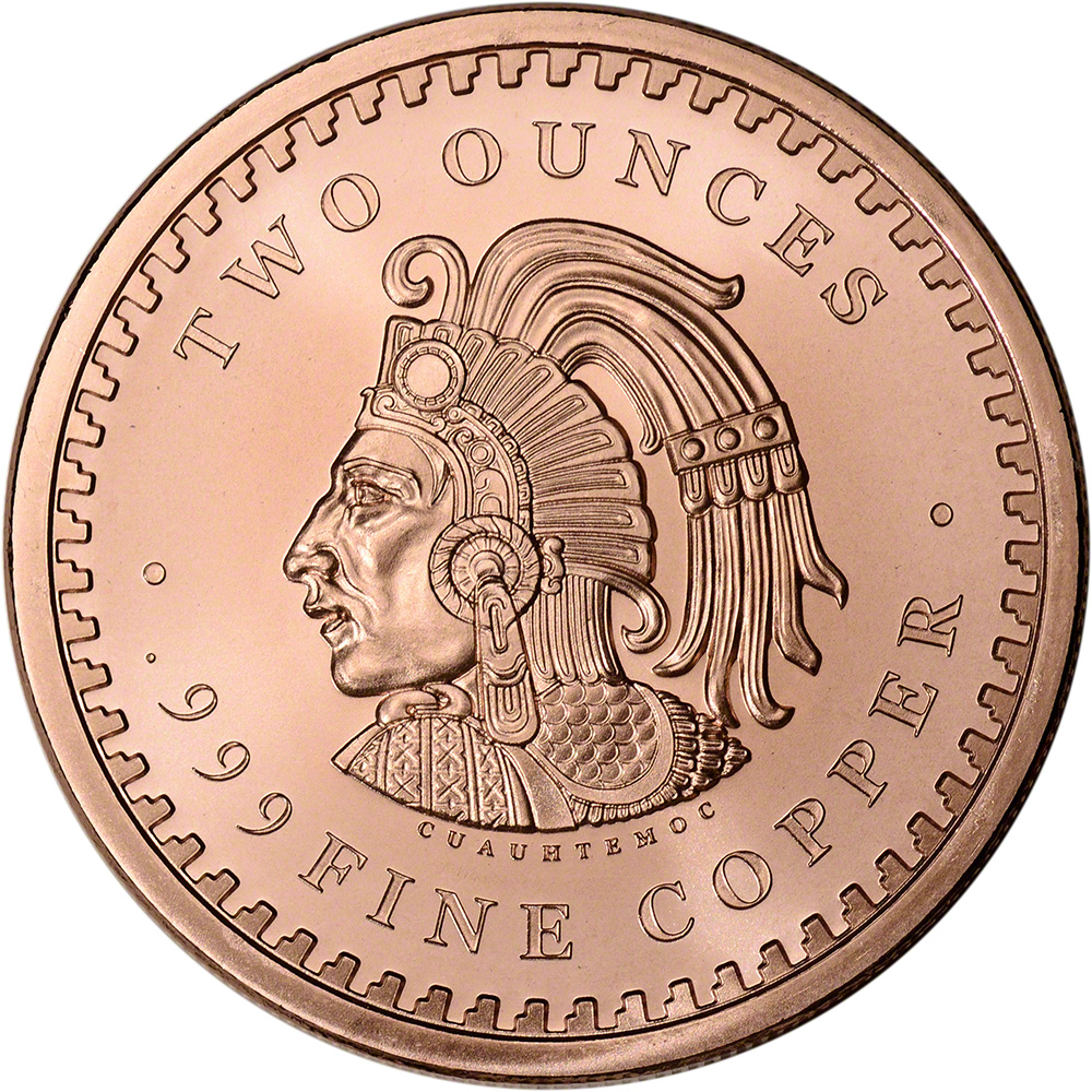 2 oz. Golden State Mint Copper Round Aztec Calendar .999 Fine Tube