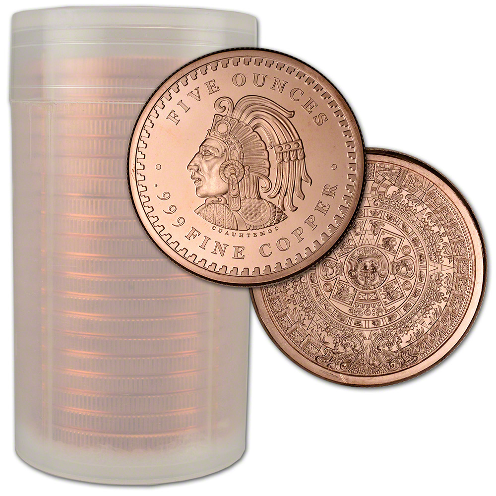 5 oz Golden State Mint Copper Round Aztec Calendar .999 Fine Tube