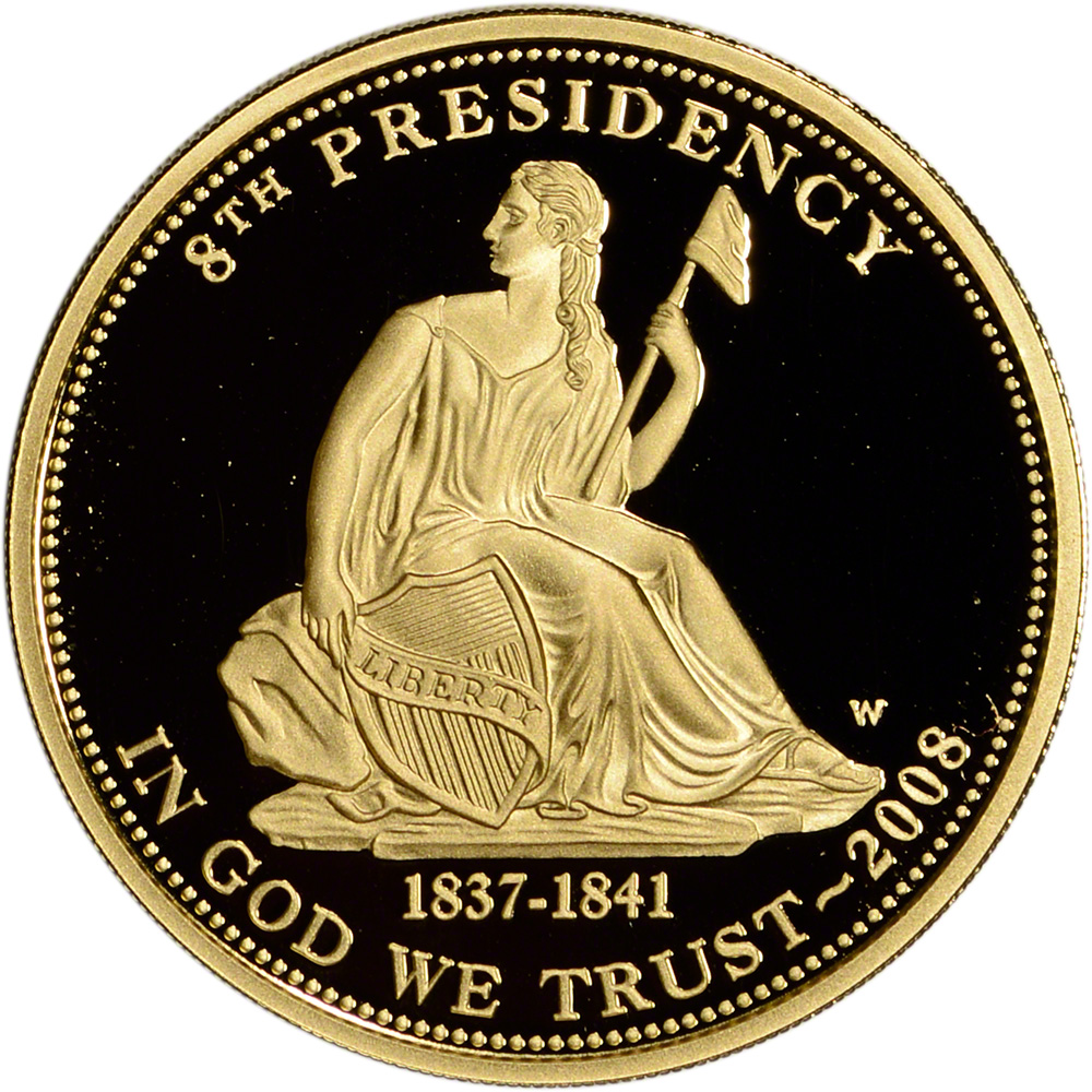 2008W US First Spouse Gold 1/2 oz Proof 10 Martin Van Buren's Liberty