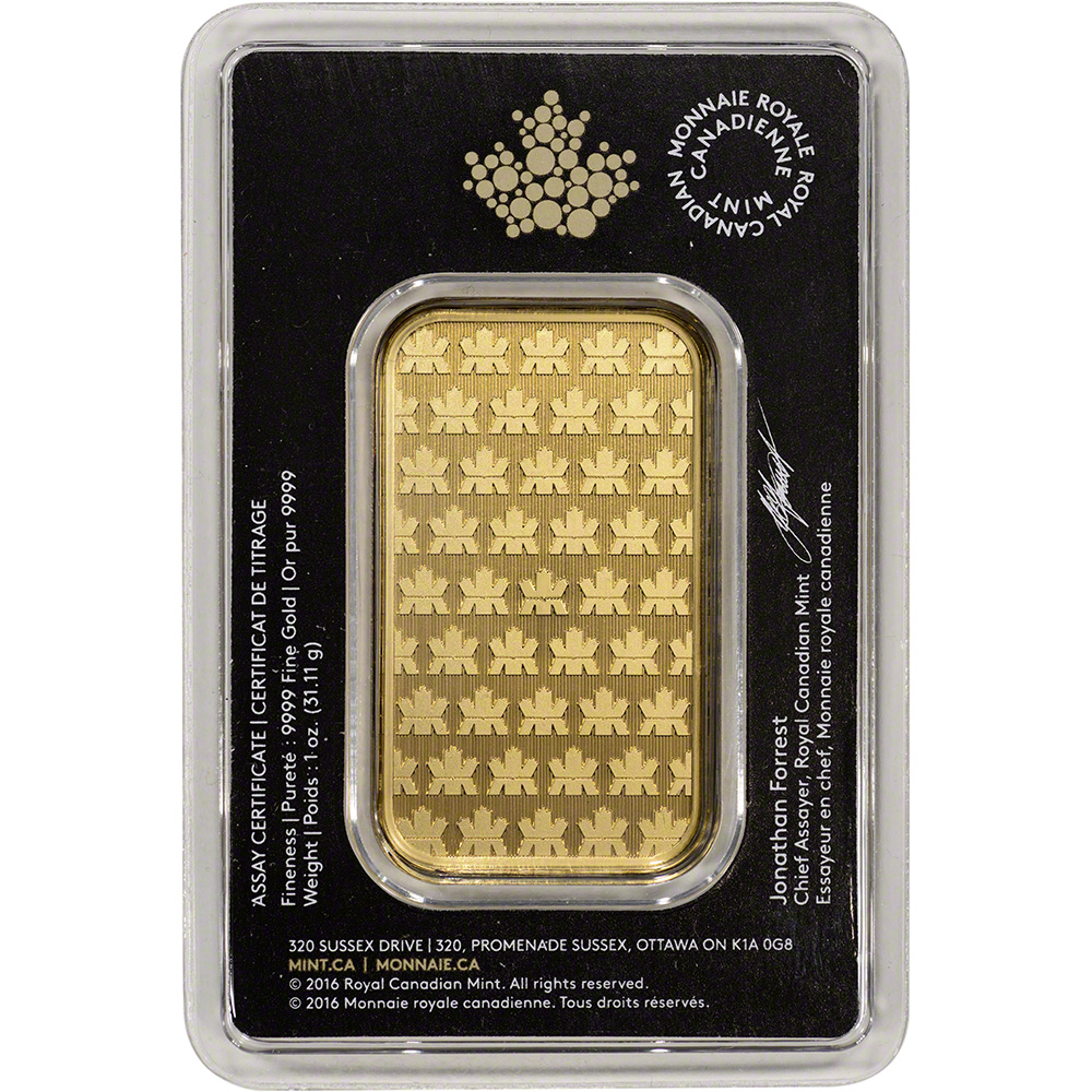 1 Oz Gold Bar Royal Canadian Mint Rcm 9999 Fine In Assay Ebay