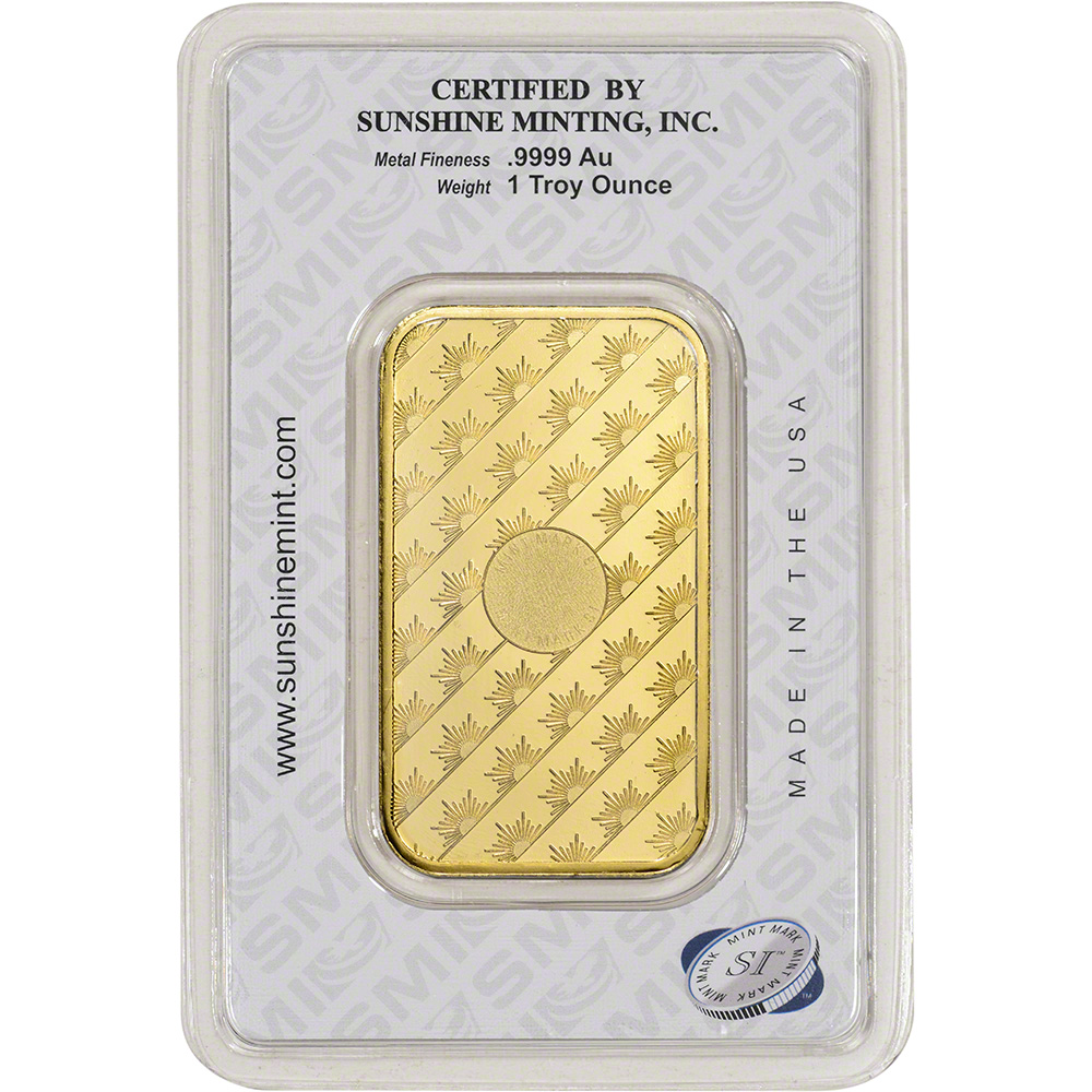 1 oz Gold Bar - Sunshine Minting - .9999 Fine in Assay | eBay