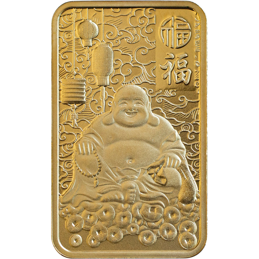 5 gram Gold Bar PAMP Suisse 2024 Good Luck Laughing Buddha 999.9 Fine in Assay IDEAL IJL