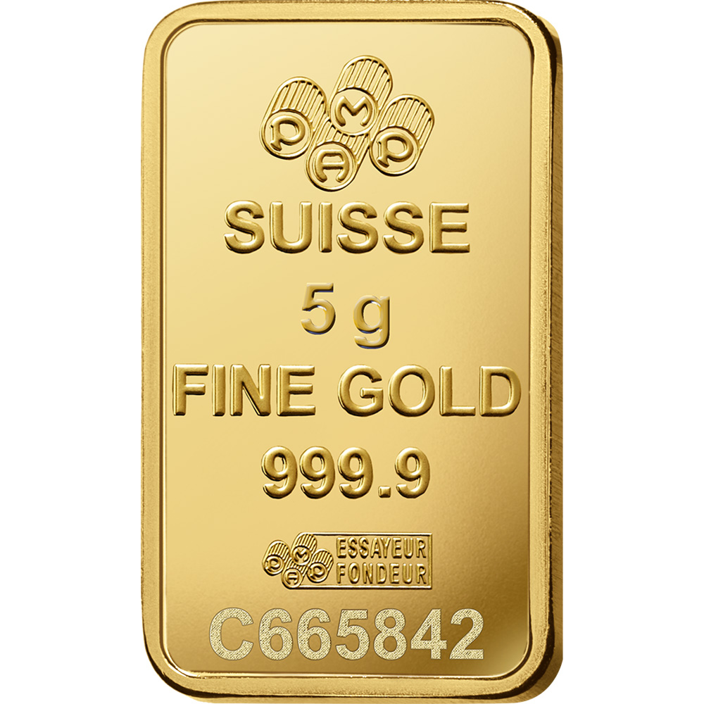 5 gram Gold Bar – PAMP Suisse – Fortuna – 999.9 Fine in Sealed Assay