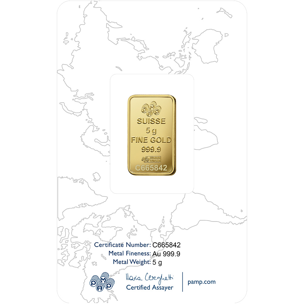 5 gram Gold Bar - PAMP Suisse - Rosa - 999.9 Fine in Sealed