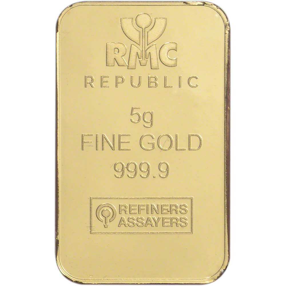 5 gram RMC Gold Bar - Republic Metals Corp - 999.9 Fine in Sealed Assay ...