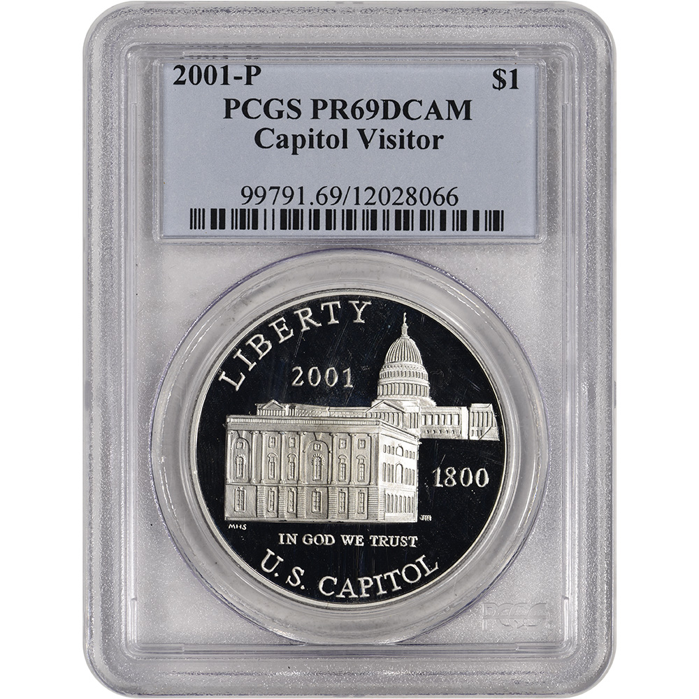 2001-P PCGS PR69DCAM Capitol Visitor Dollar New PCGS Label