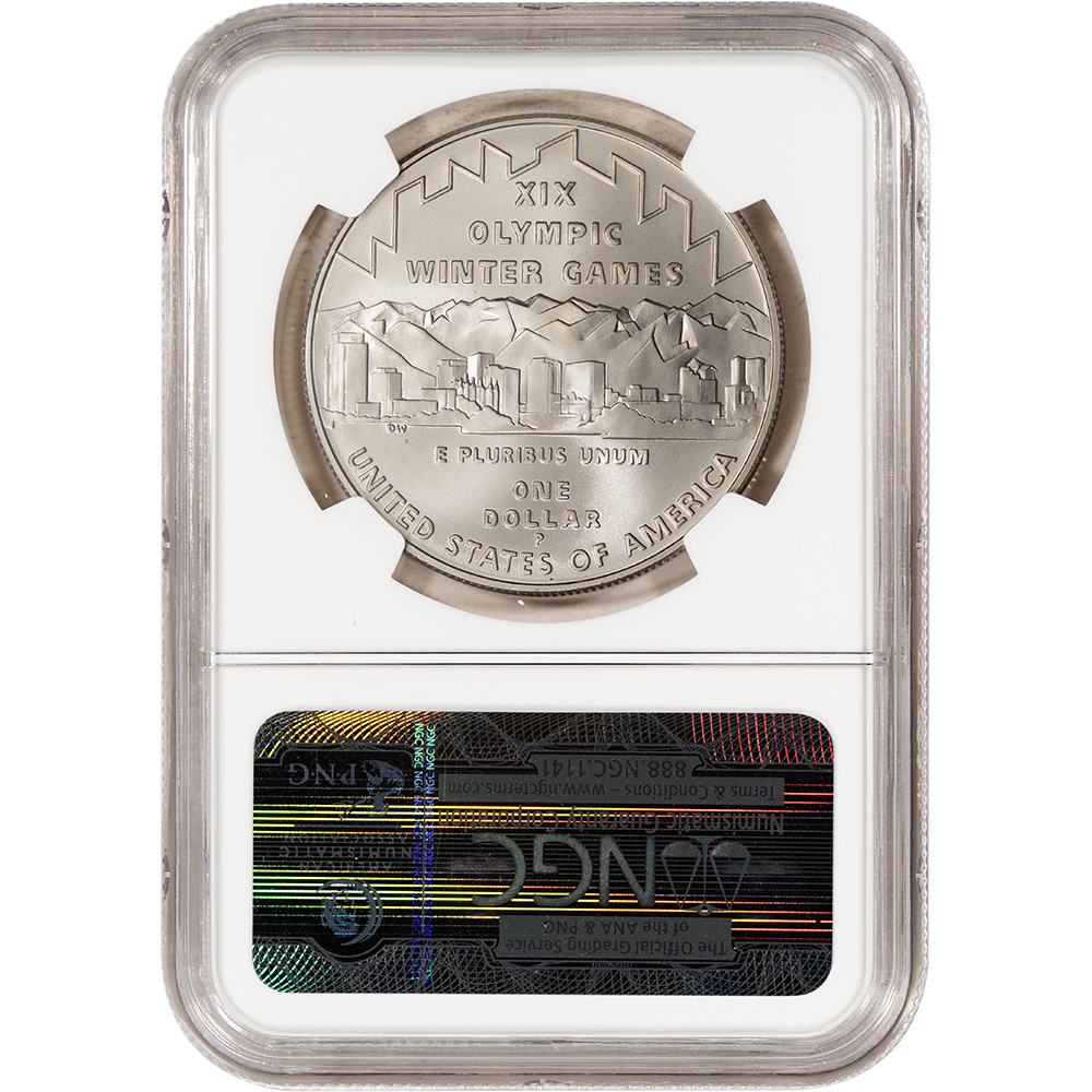 NGC MS69 2002-P US Salt Lake City Olympic Commemorative BU Silver Dollar