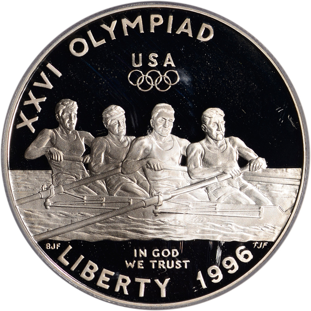 1996-P US Atlanta Olympic Rowing Commem Proof Silver Dollar PCGS PR69 DCAM