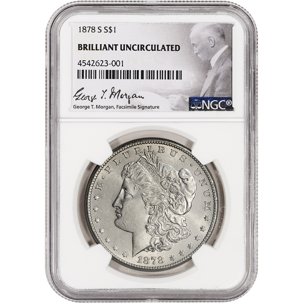 MEMI 1878 S US Morgan Silver Dollar $1 - NGC Brilliant