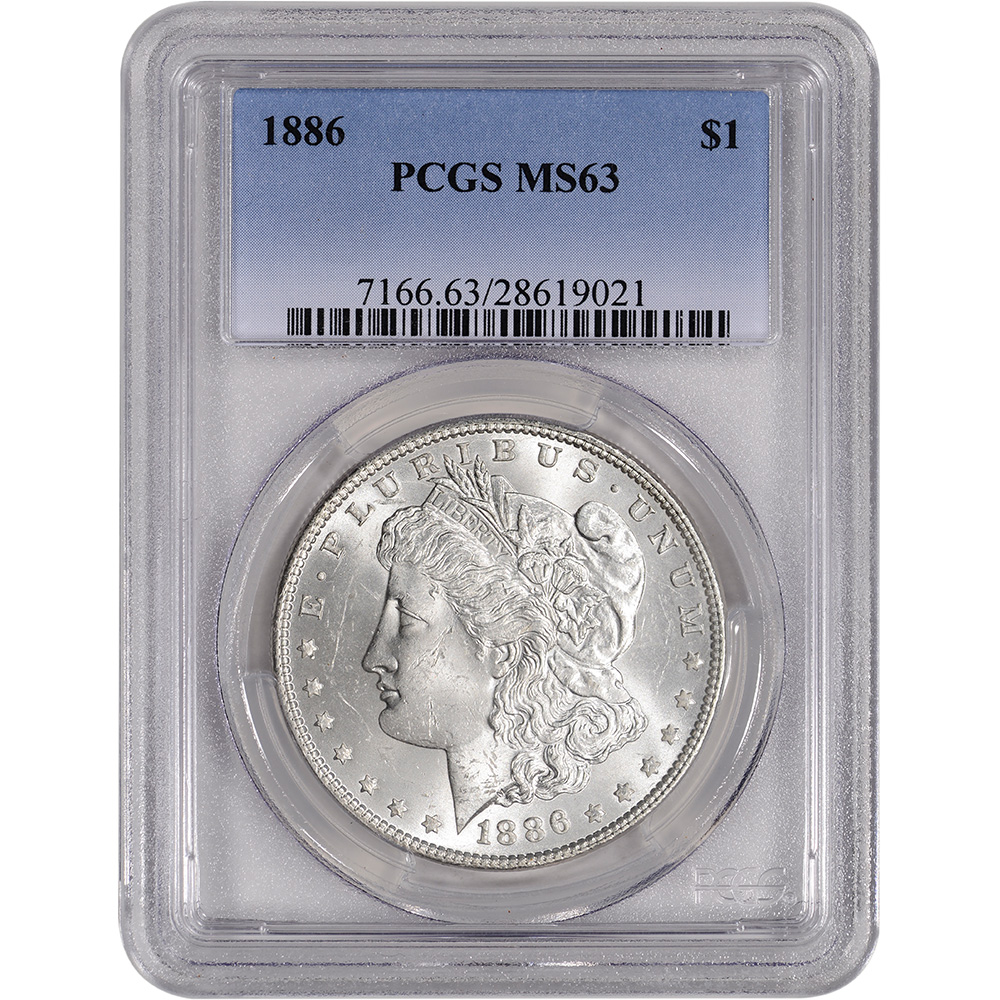 PCGS MS63 1886 US Morgan Silver Dollar $1