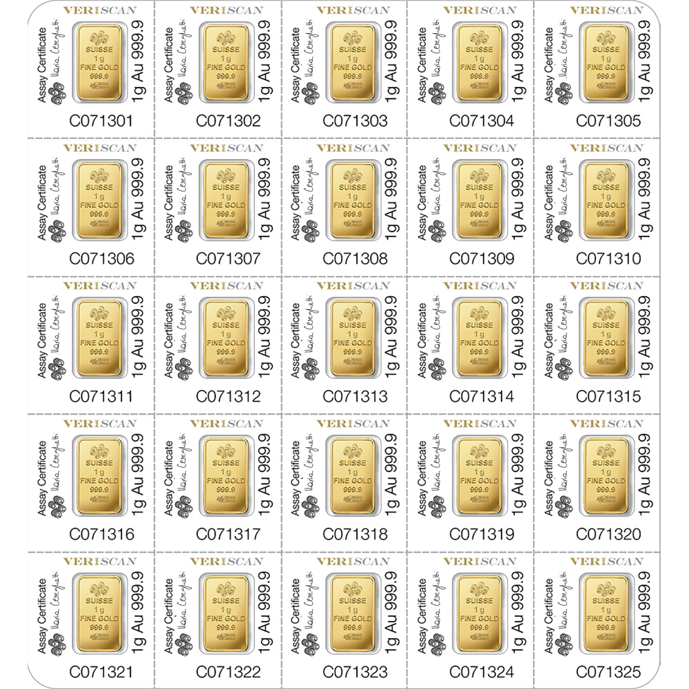25x1 gram Gold Bar - PAMP Suisse - Fortuna - 999.9 Fine in Sealed
