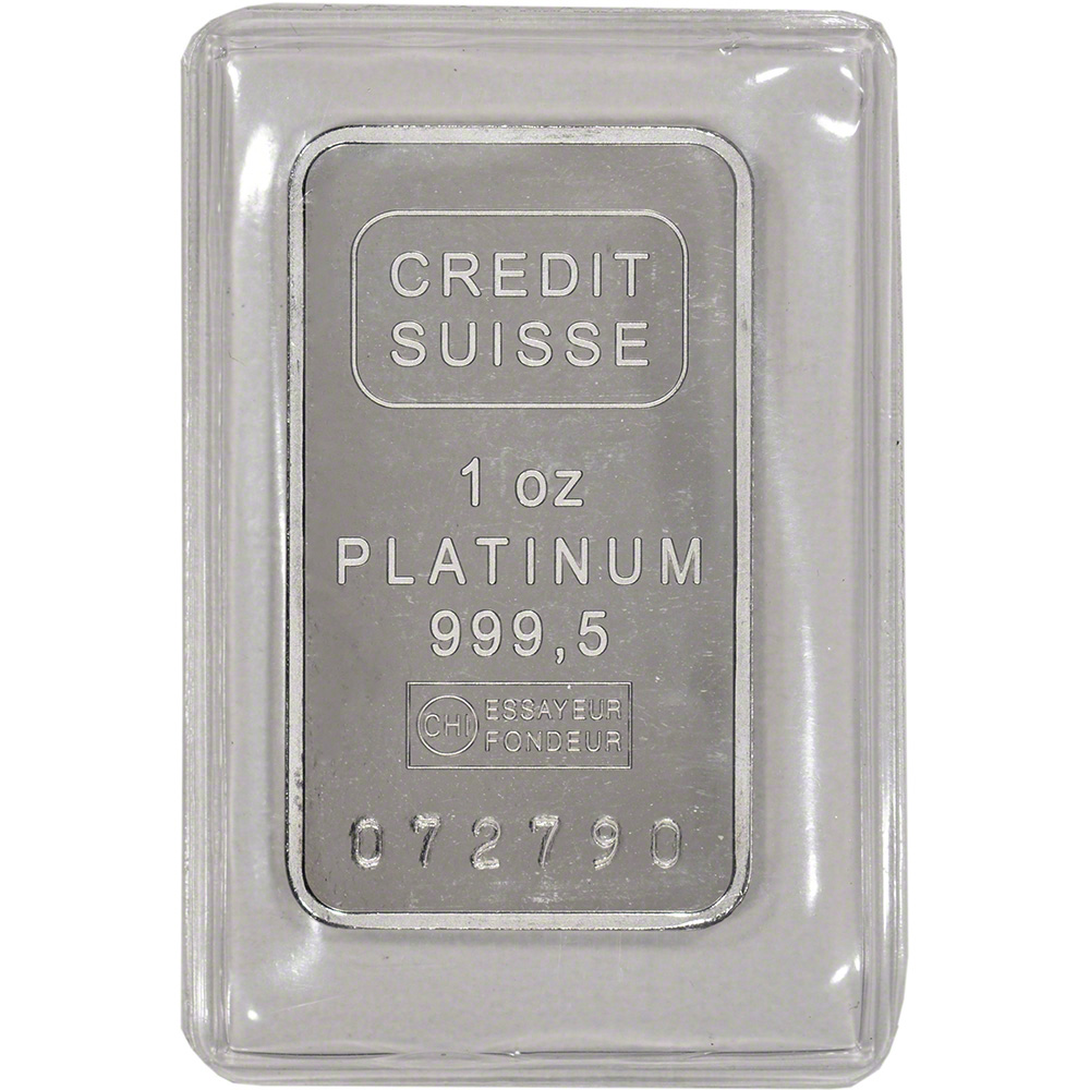 1 oz. Platinum Bar – Credit Suisse – 999.5 Fine with Certificate