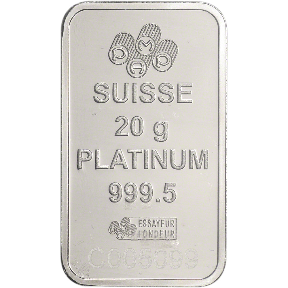 PAMP Suisse 20 gram Platinum Bar Fortuna 999.5 Fine in Assay