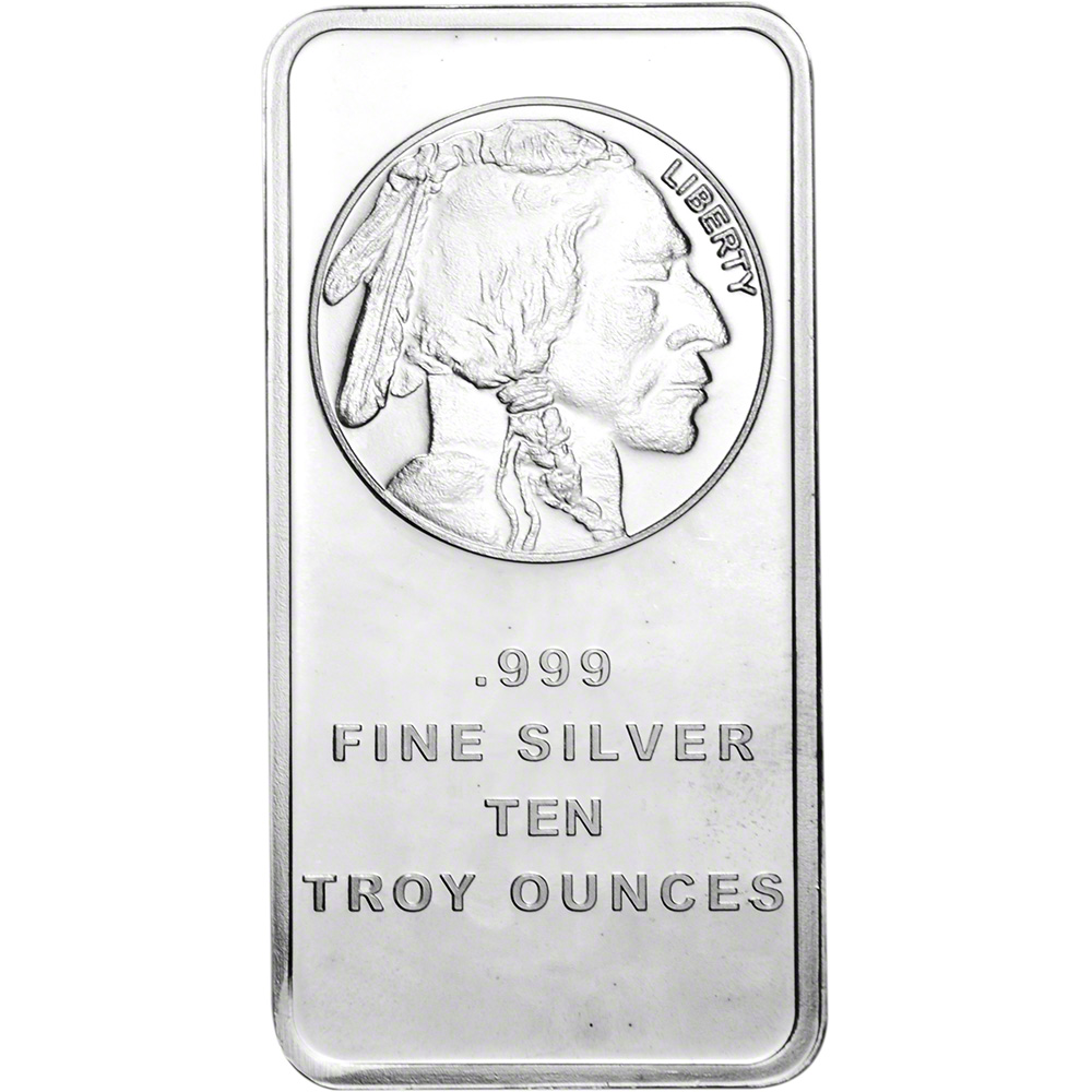999 Fine Buffalo Design 5 oz SilverTowne Silver Bar