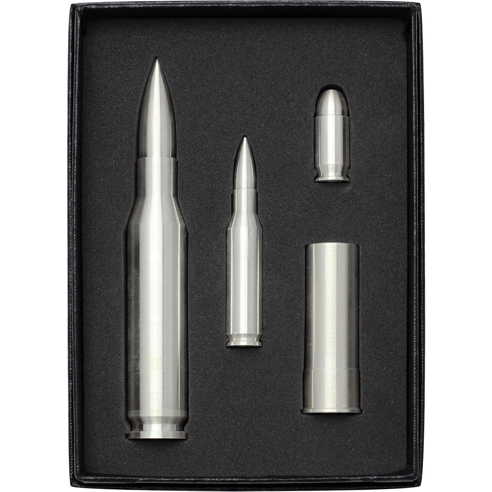 18 oz Silver Bullet Set 12 Gauge .45 .50 .308 Caliber .999 Fine in Gift