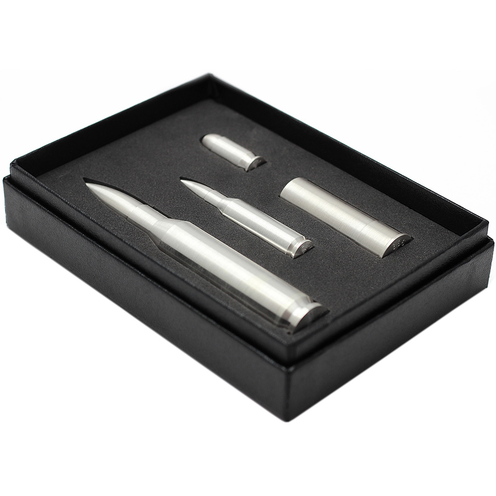 18 oz Silver Bullet Set 12 Gauge .45 .50 .308 Caliber .999 Fine in Gift