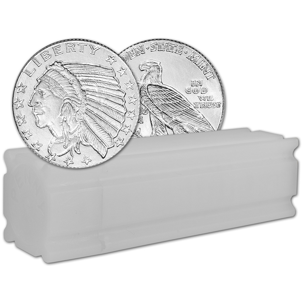 1/10 oz Golden State Mint Silver Round Incuse Indian .999 Fine