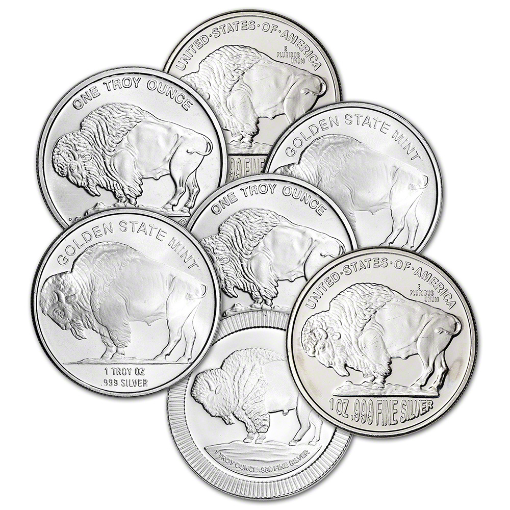 100 1 oz Silver Round Buffalo Design Random Brand Secondary Market 999 Fine