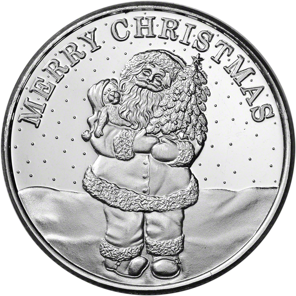 1 oz. Silver Round SilverTowne Merry Christmas Santa Gifts .999 Fine