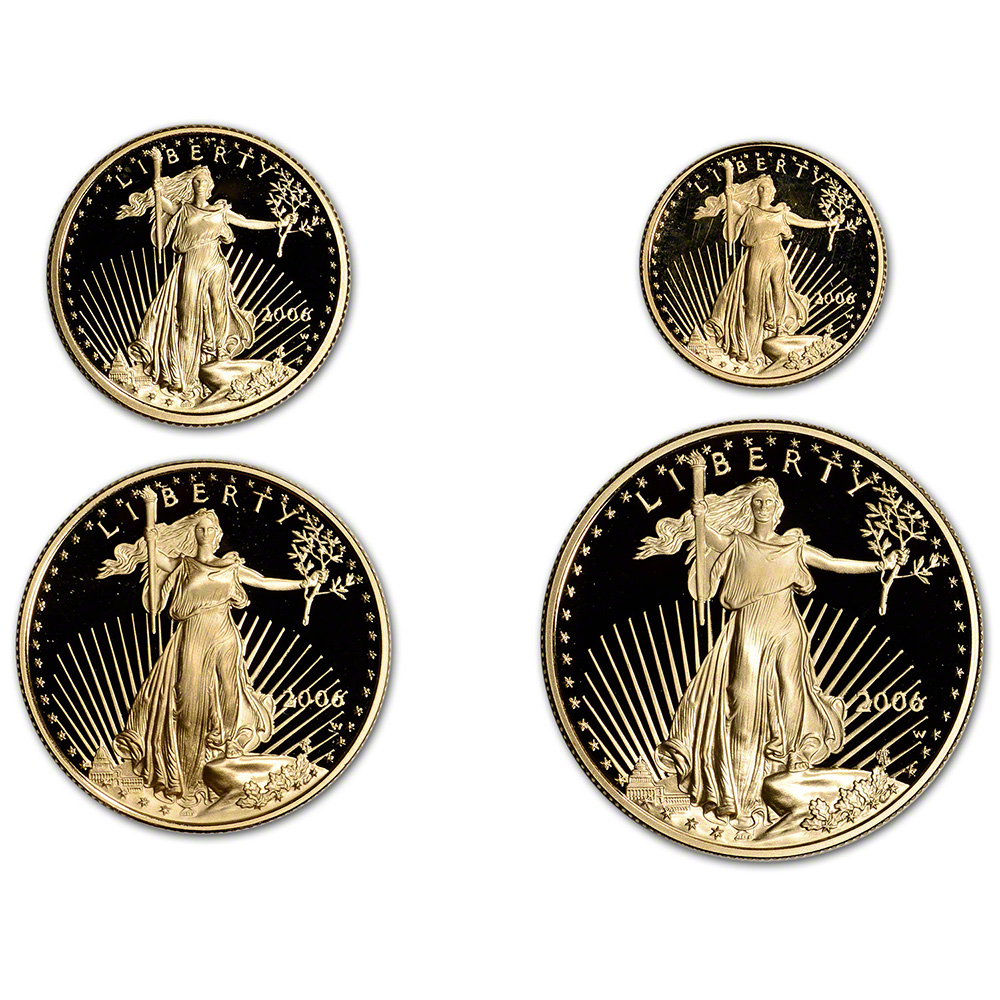 2006 american eagle gold proof four coin set
