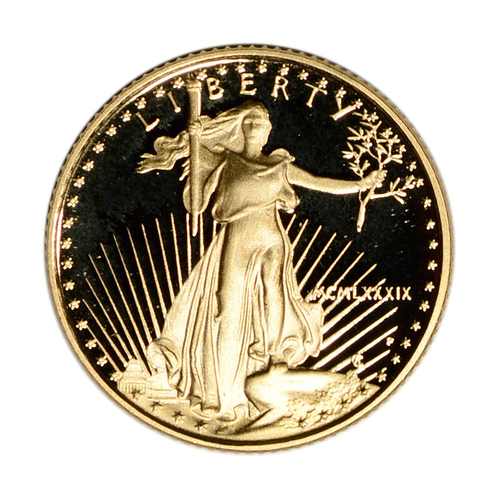 1989-P Proof • 1//10 oz Gold American Eagle $5 Coin OGP Box /& COA • MINT Key Date