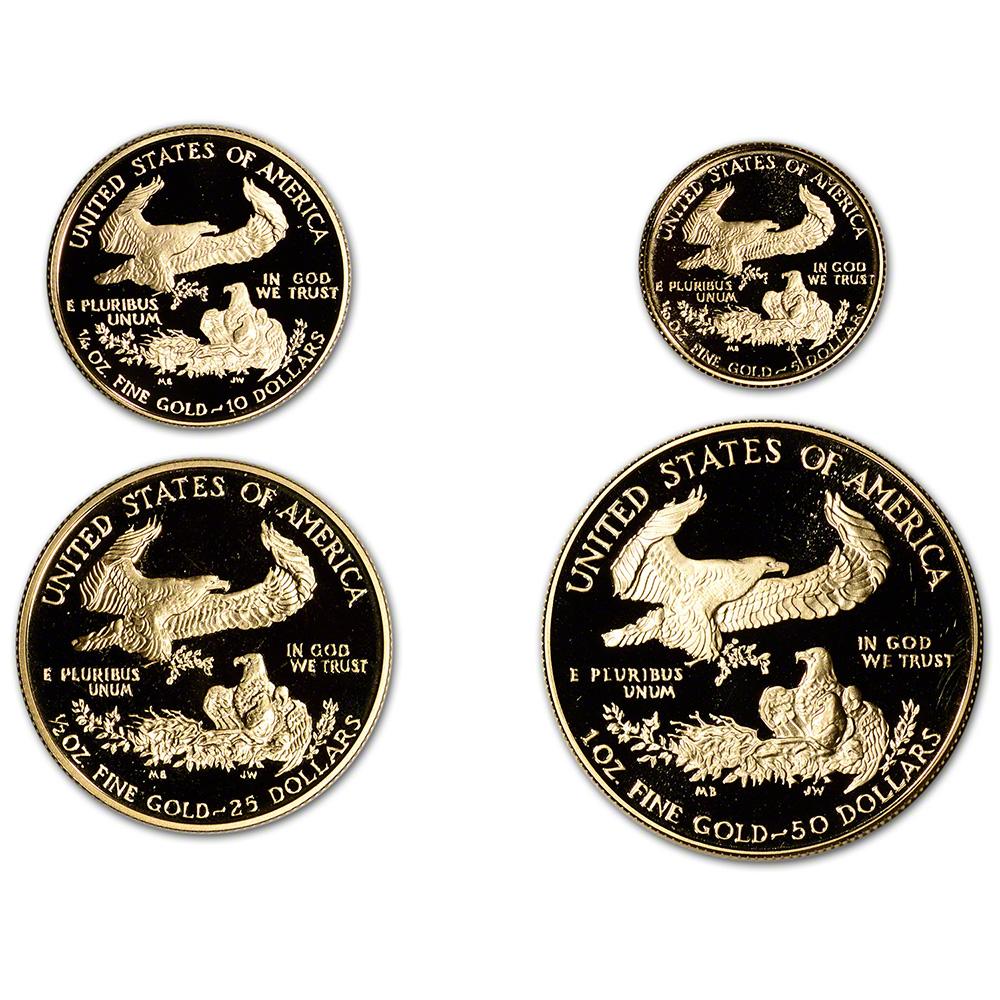 Details About 1990 American Gold Eagle Proof Four Coin Set