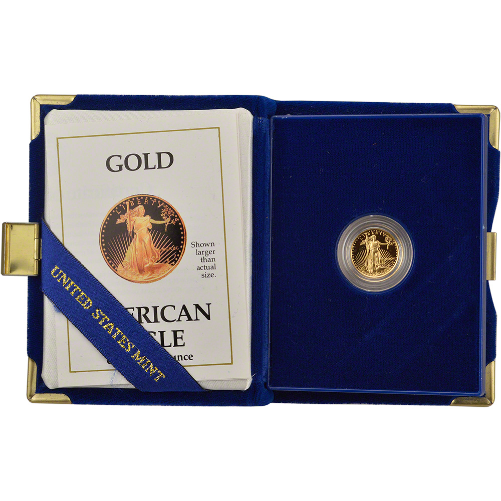 1990-P American Gold Eagle Proof 1/10 oz $5 Coin in Capsule