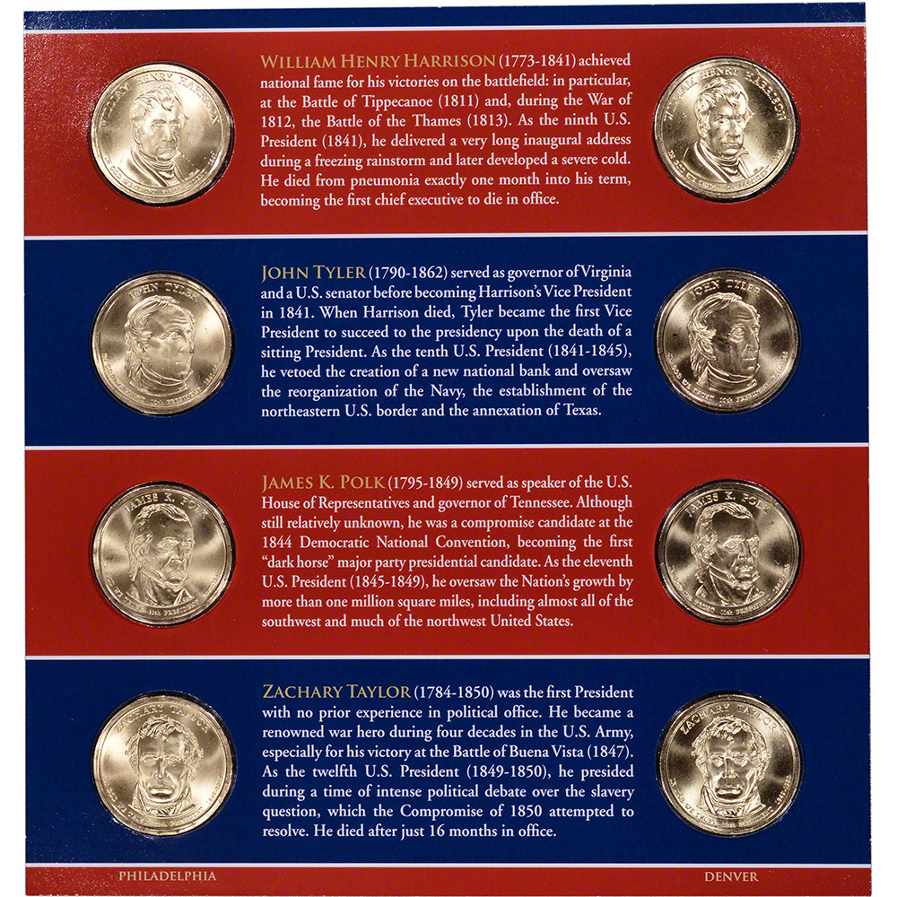 2010 Presidential $1 Uncirculated SEALED Set 8 Golden BU Dollars US Mint P/&D