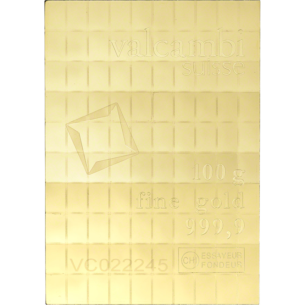 Valcambi Suisse 100 x 1 Gram Gold CombiBar (3.215 oz) with Assay