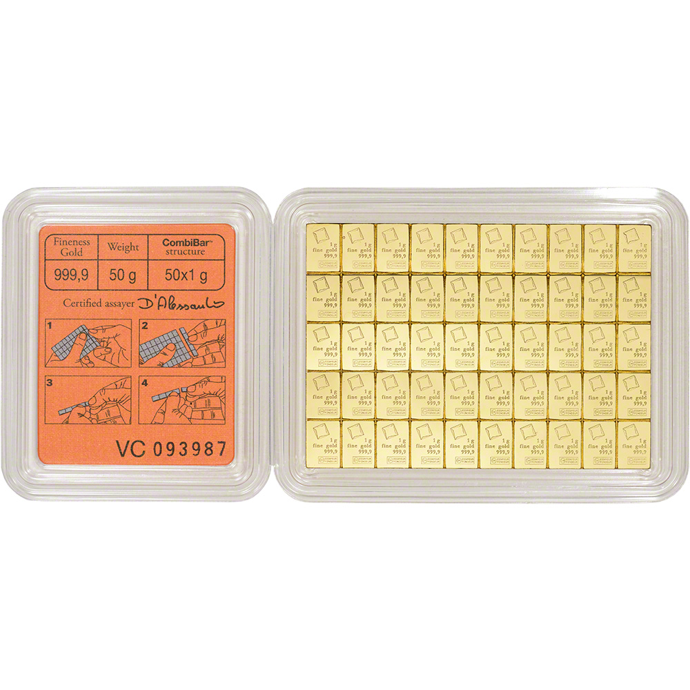 Valcambi 50x1 Gram Gold CombiBar (1.6075 Oz) With Assay Card | EBay